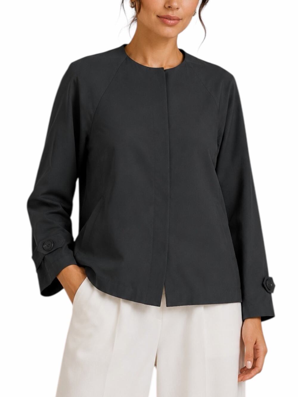 REISS Diego Throw On Jacket Career Hidden Button Dark Gray Size S